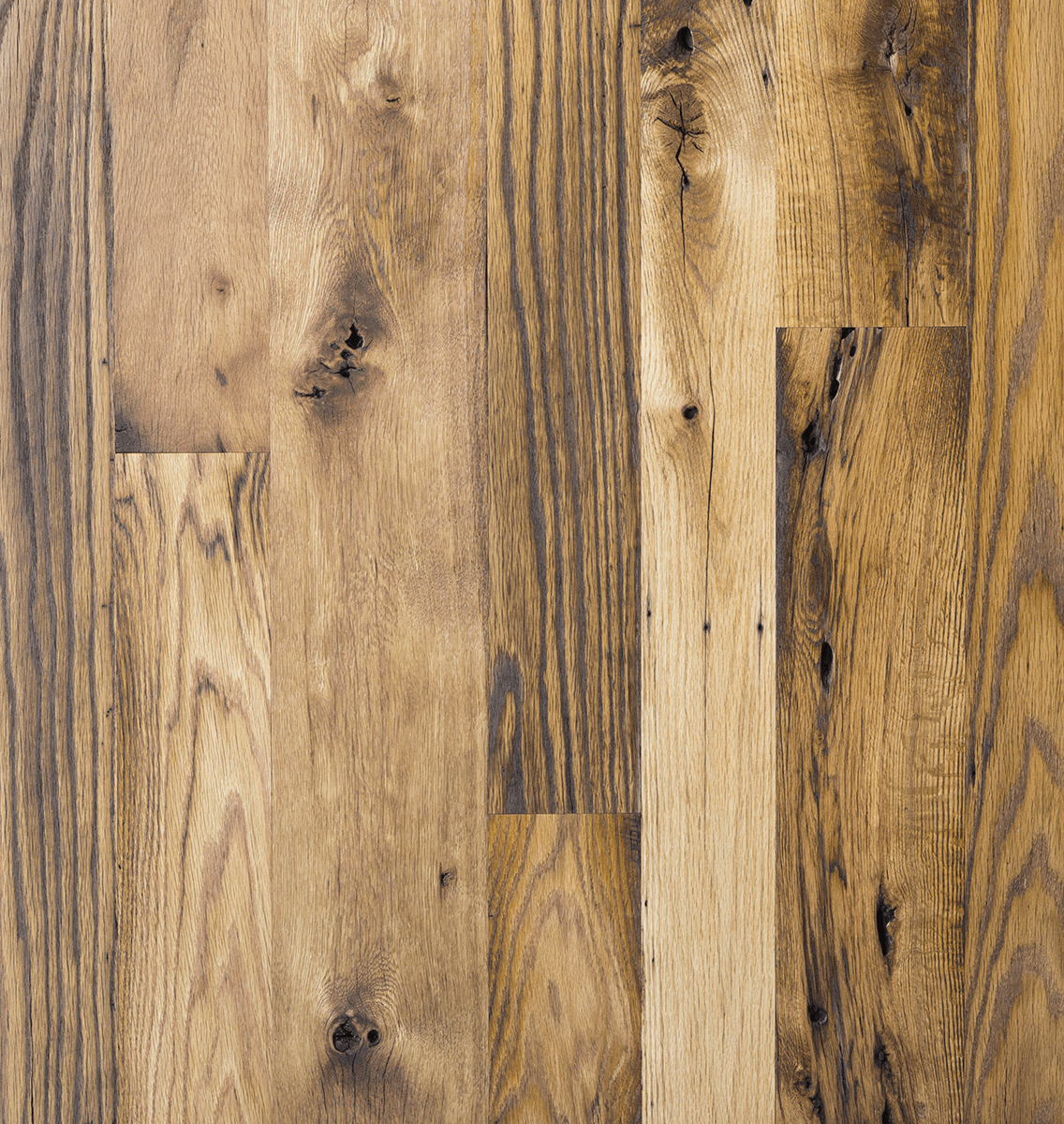 A rustic white oak hardwood flooring