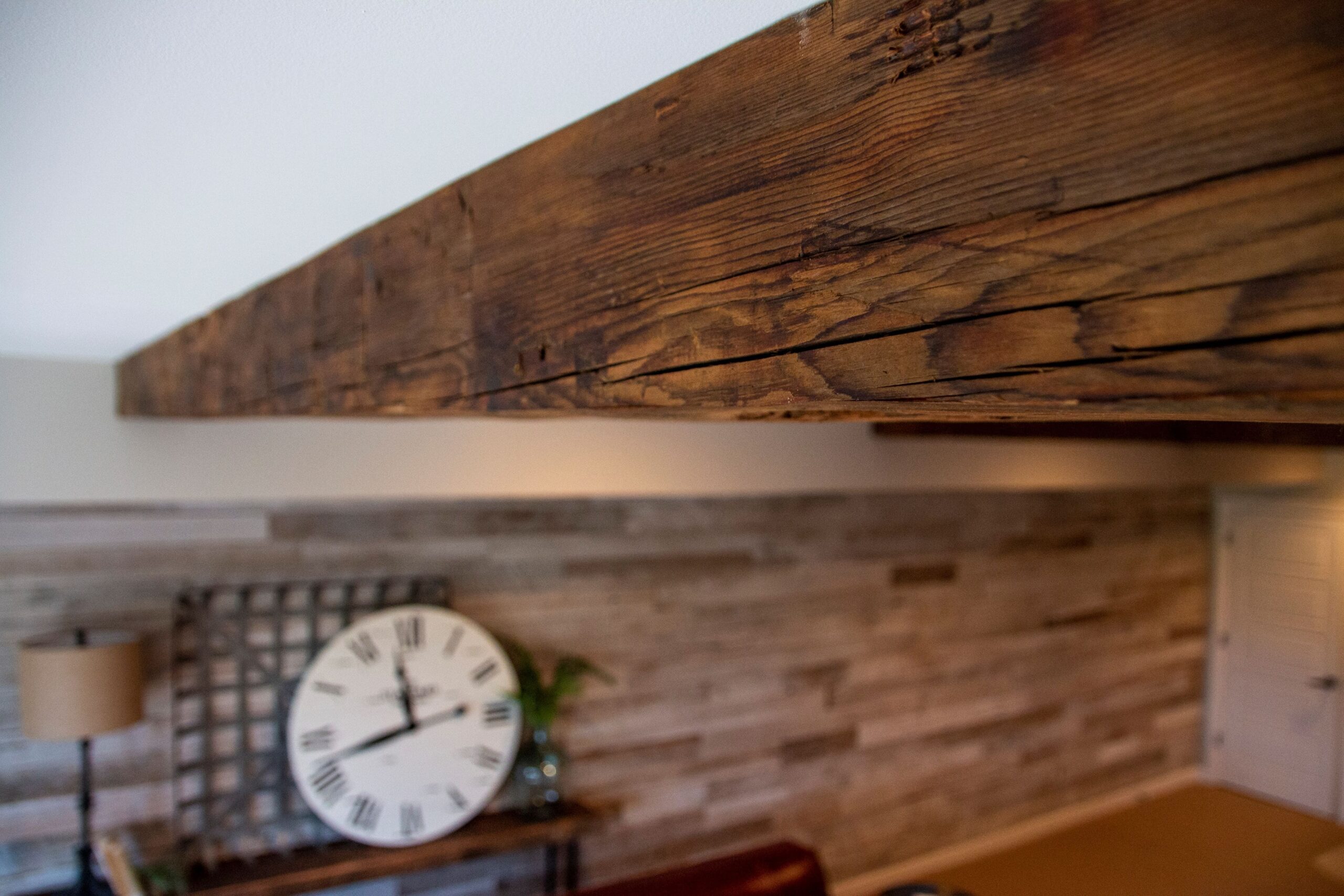 Hand hewn beams that are rich in character
