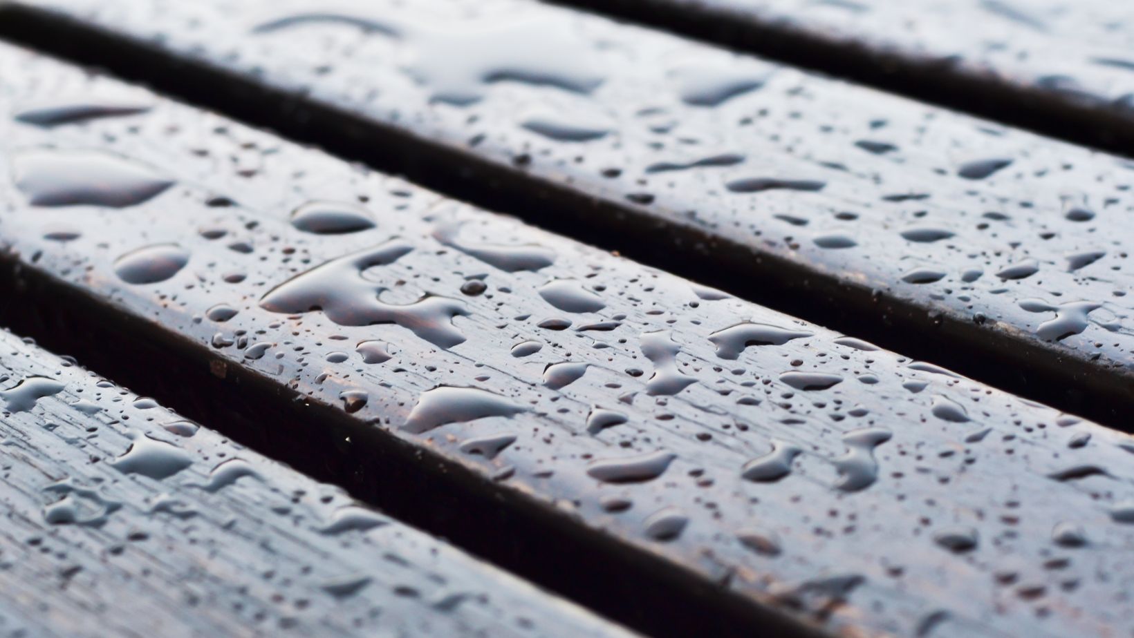 a closeup of a wet wood surface