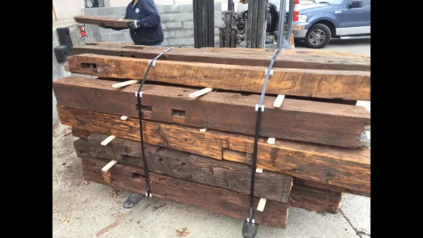 Reclaimed Wood Box beams attached
