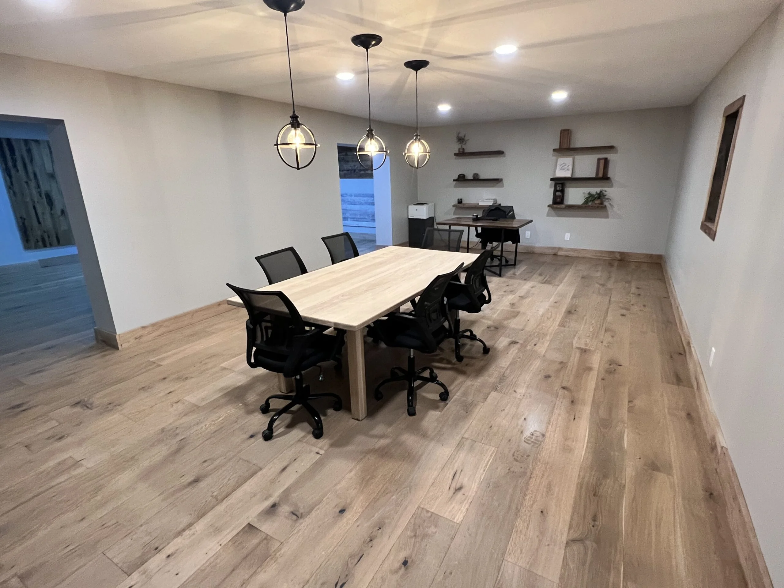 a meeting room with the new jim beam flooring