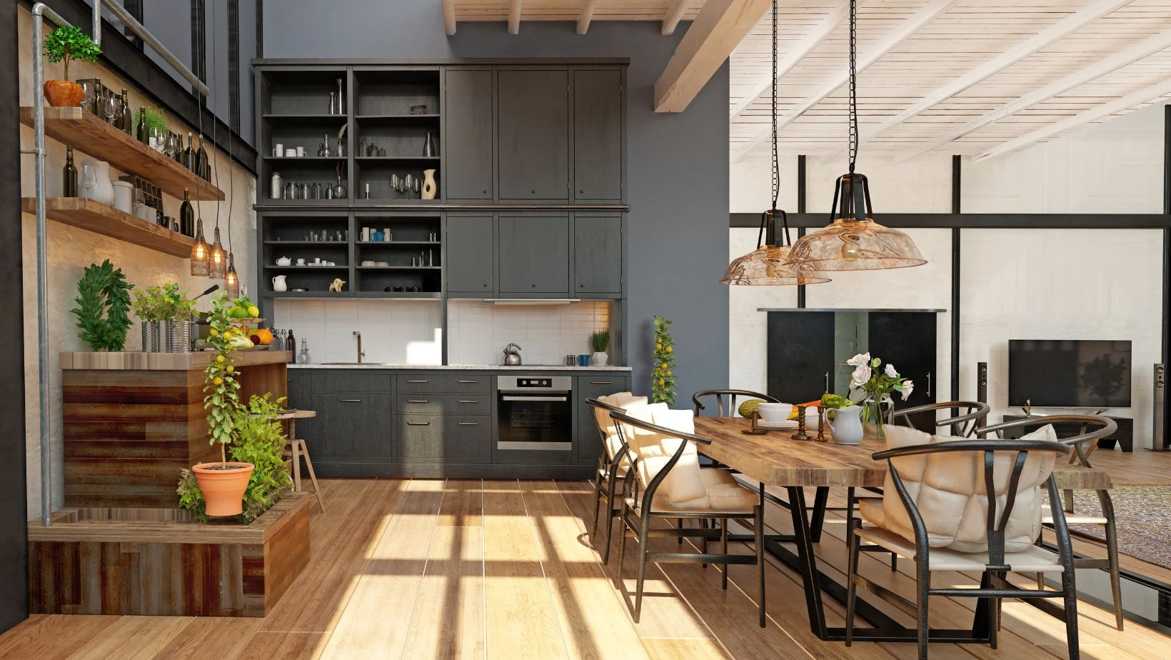 metal and wood in interior decor
